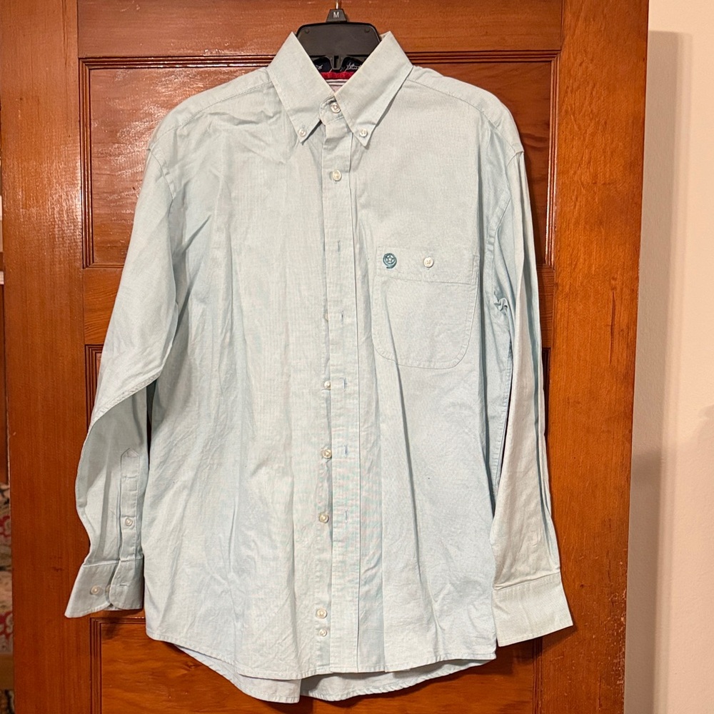 Light Blue MicroPlaid WRANGLER Men's Shirt